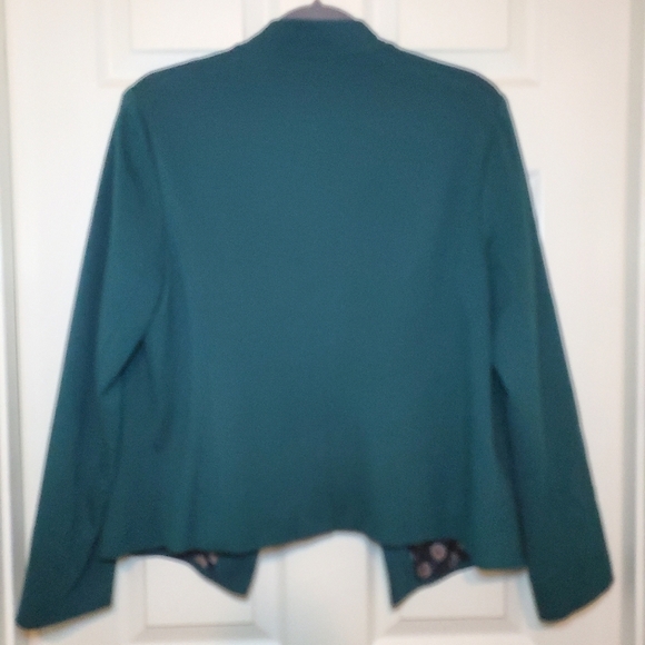 Chico's Blazer Womens Sz L 2 Green Jacket Open Front Coat Rayon Blend Stretch - Picture 5 of 9